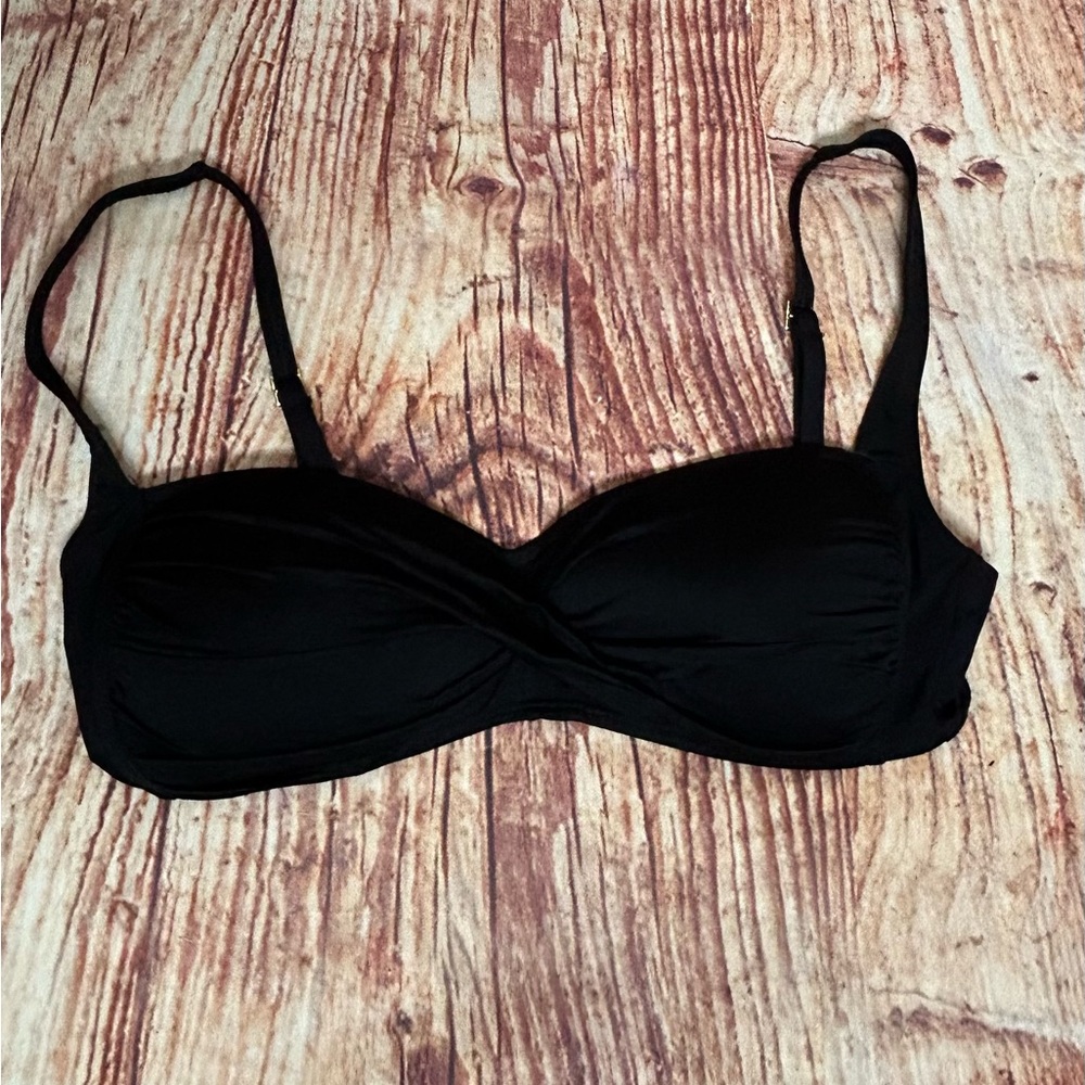 La Blanca Twisted Bikini Swim Top Large Black